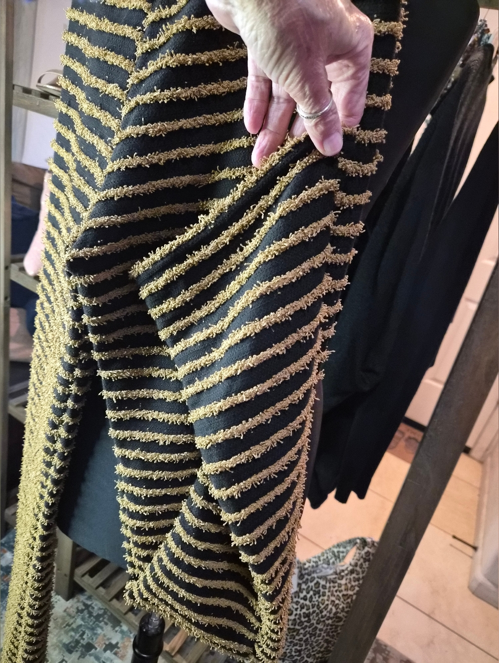 Furry Brown & Black Striped High-Waist Flare Leggings - Picture 8 of 12